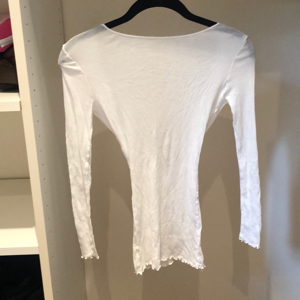 Free People white thin ribbed long sleeve